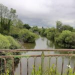 River with green banks seen from a bridge in Alsace