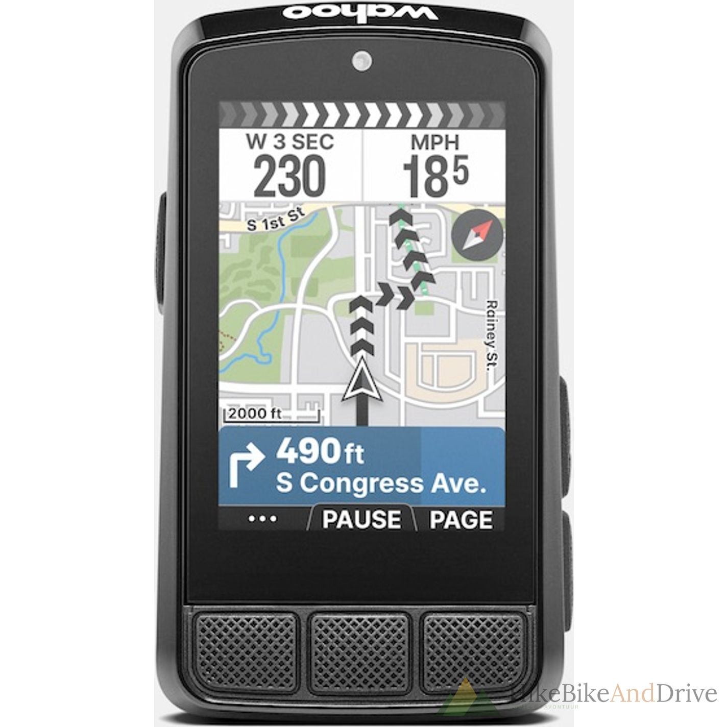 Wahoo Elemnt Bolt v3 fietscomputer, vooraanzicht